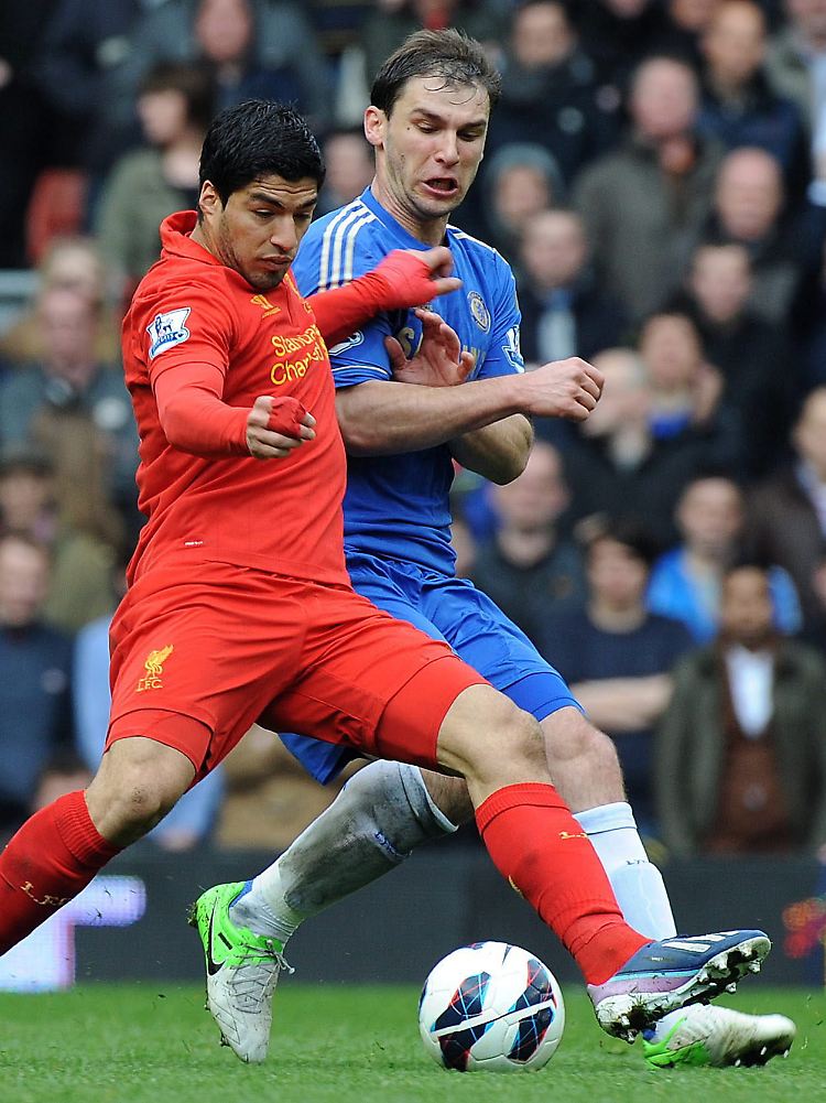Hier kämpfen sie noch um den Ball: Luis Suárez und Branislav Ivanovic.