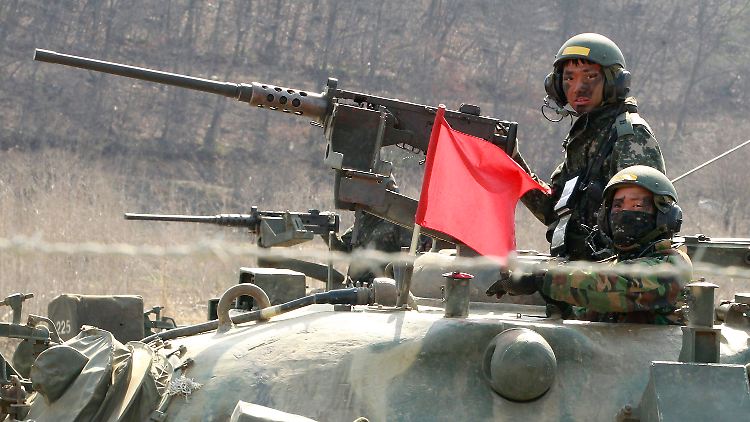 Südkoreanische Soldaten bei einer Militärübung in Paju.