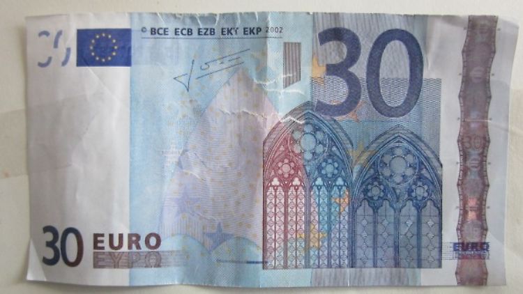 Kleiner Zahlendreher: Der 30-Euro-Schein, der in Dülmen für Wirbel sorgte.
