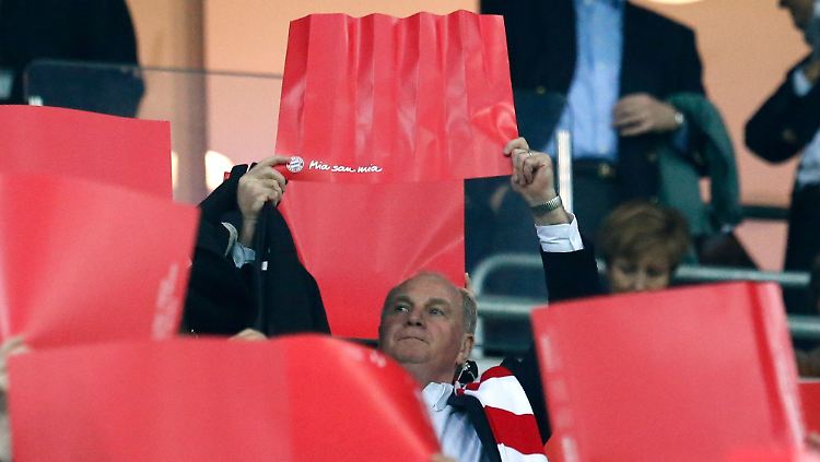 Bei der Stadion-Choreografie am Dienstagabend machte Hoeneß mit.