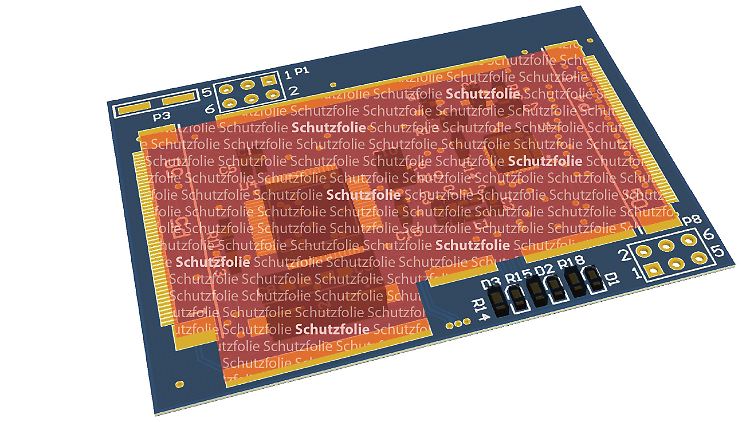 Grafik einer Schutzfolie auf einer Platine.