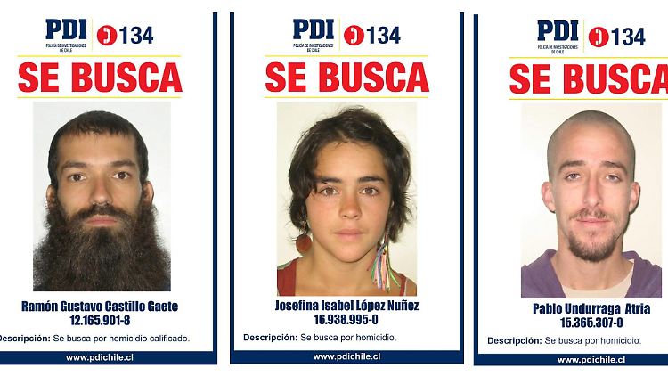 Mit Fahndungsbildern wurden noch weitere Mitglieder der Sekte in Chile gesucht.
