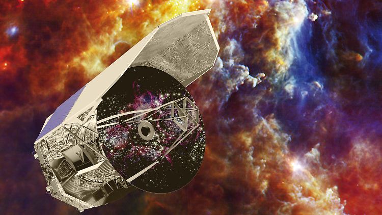 Computergrafik des europäischen Super-Teleskops "Herschel".