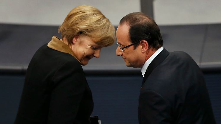 Merkel und Hollande feiern im Januar einträchtig das 50. Jubiläum der deutsch-französischen Freundschaft.