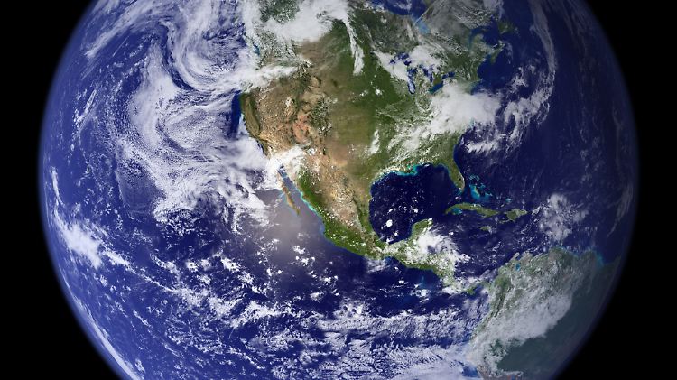 Die NASA-Aufnahme zeigt die westliche Hemispähre der Erdkugel.