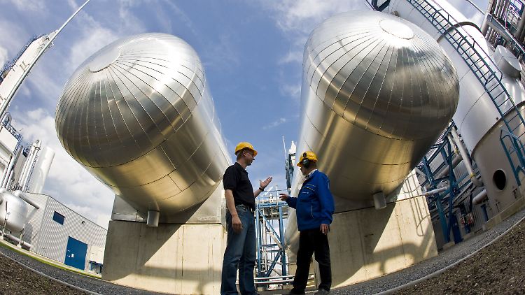 CO2-Speichertanks im Vattenfall-Versuchskraftwerk in Spremberg.