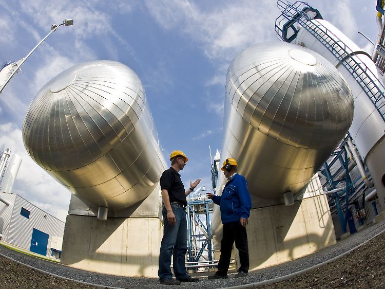 CO2-Speichertanks im Vattenfall-Versuchskraftwerk in Spremberg.