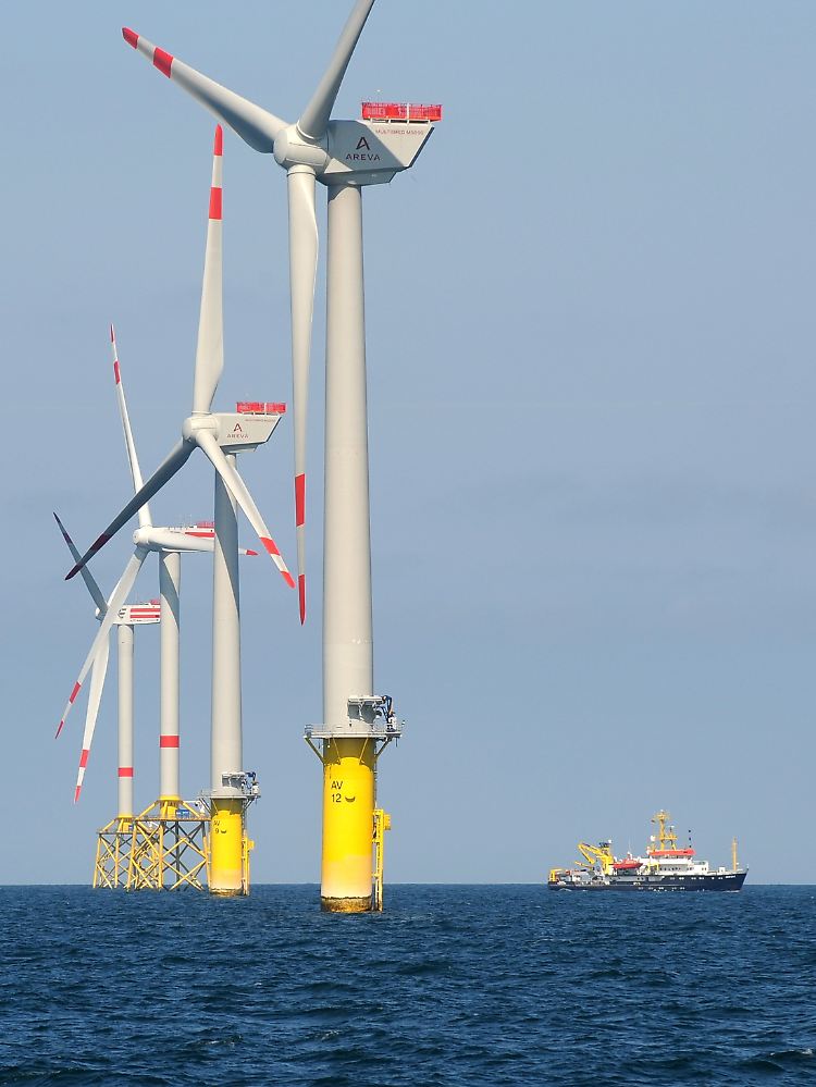 Offshore-Windpark "Alpha Ventus", 45 Kilometer vor der ostfriesischen Insel Borkum.