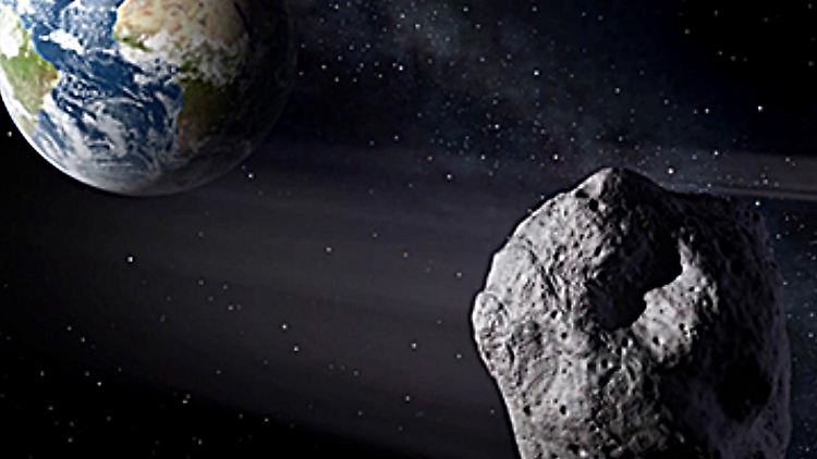 Computeranimation eines Nasa-Videos: den Vorbeiflug des Asteroiden "2012 DA14" an der Erde.