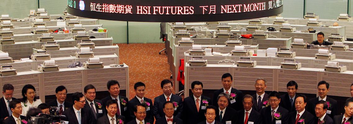 Die AgBank-Führungsriege auf dem Parkett der Hongkonger Börse