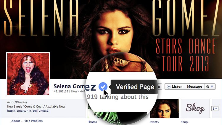 Facebook bestätigt: Das ist die Seite von US-Schauspielerin Selena Gomez.