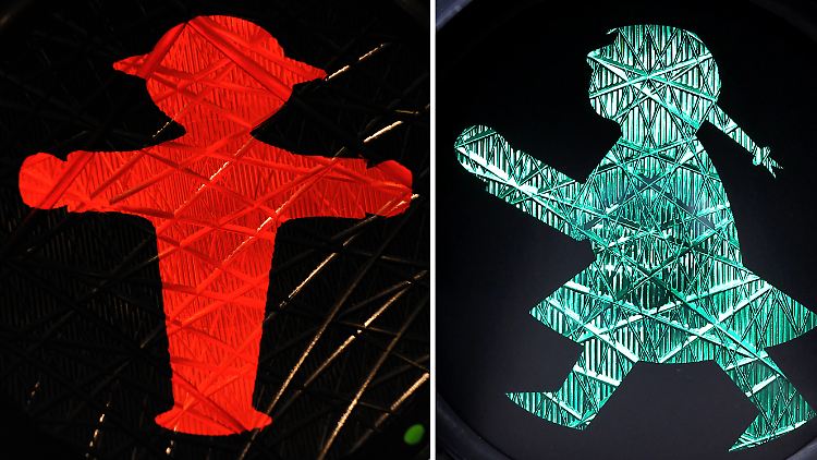 Das Berliner Ampelmännchen könnte bald weibliche Gesellschaft bekommen, wie diese Ampeldame in Sonthofen.