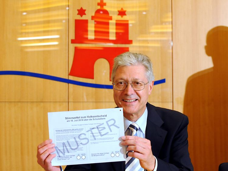 Wahlleiter Willi Beiß mit dem Wahlzettel.
