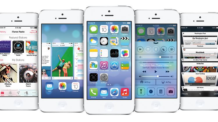 iTunes Radio, Multitasking, neu gestaltete Icons, das Control Center und SafariTabs in 3D.