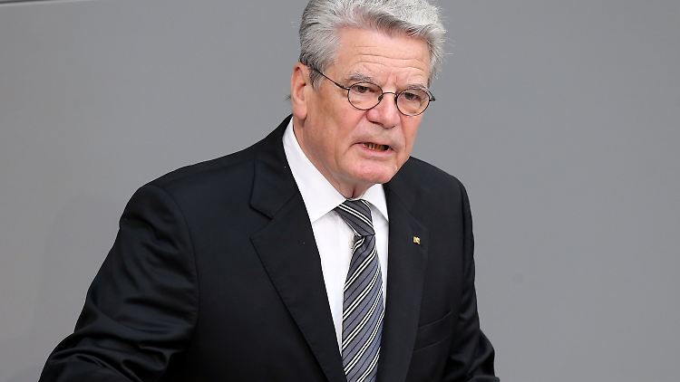 Gauck bei seiner Rede im Bundestag.