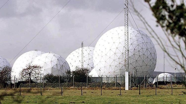 Abhörtechnik auf der Royal Air Force Base Menwith Hill.