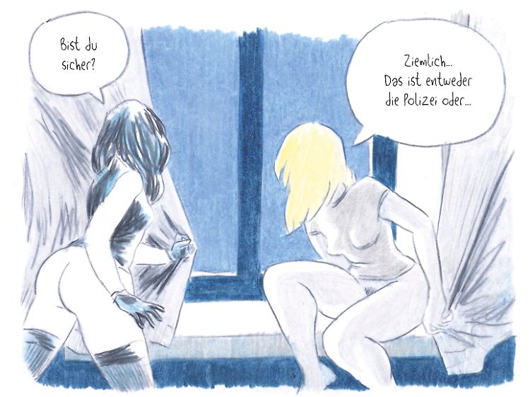 Beatrice und Veronique warten auf Leonce.