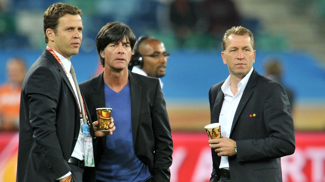 Und weiter geht's: Oliver Bierhoff, Joachim Löw und Andreas Köpke.