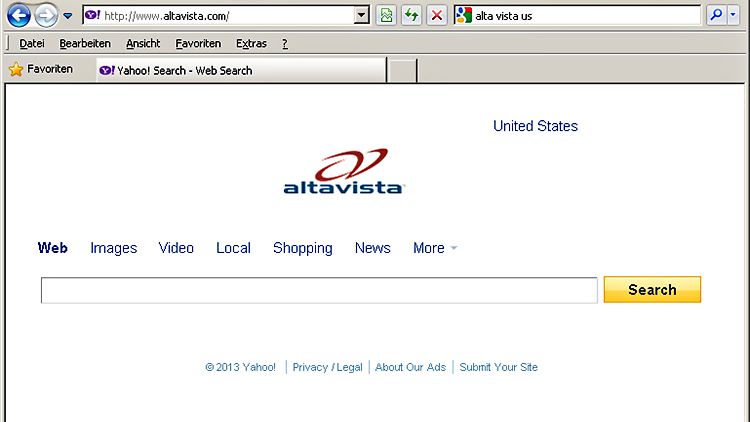 So sah sie aus, die Startseite der Suchmaschine Altavista.