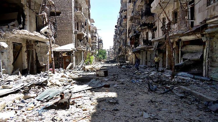 Wie hier in Aleppo sind weite Teile Syriens zerstört. Die "Grünhelme" wollten helfen, die Infrastruktur wieder in Gang zu bringen.
