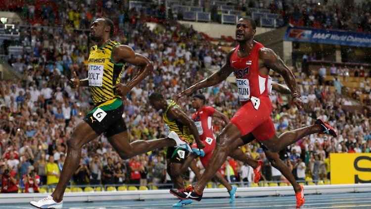 Usain Bolt vor Justin Gatlin - das war der erwartete Zieleinlauf in Moskau.