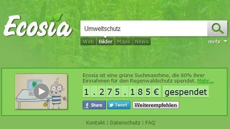 Ecosia ist eine grüne Suchmaschine. Sie hilft User bei der Internetrecherche und unterstützt gemeinnützige Projekte rund um den Amazonas.