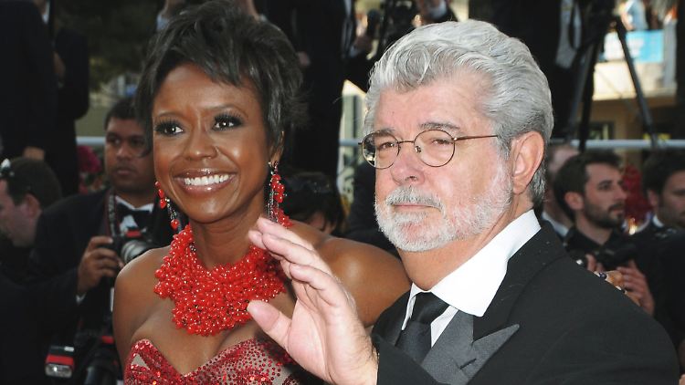 George Lucas mit seiner Frau Mellody Hobson.