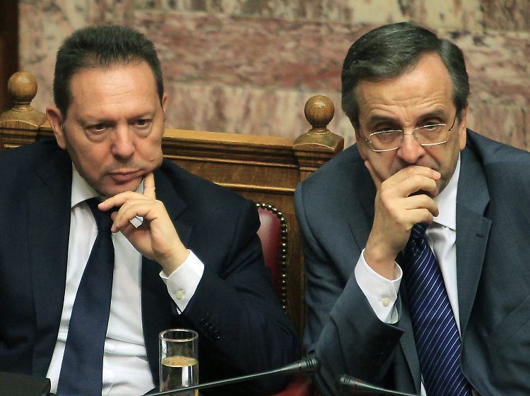 "Sie sind noch nicht über den Berg": Jannis Stournaras und Antonis Samaras (v.l., Archivbild).