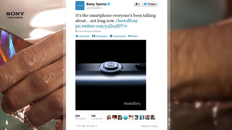 Sony hat auf Twitter ein kleines Stück des Xperia Z1 gezeigt.