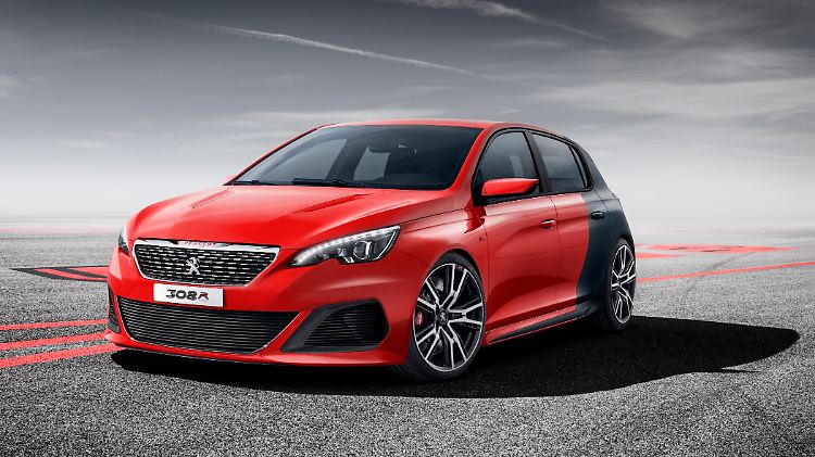 Breiten Spur, kräftige Schultern und eine tiefer gelegte Karosserie weisen den Peugoet 308 R als echten Sportler aus.