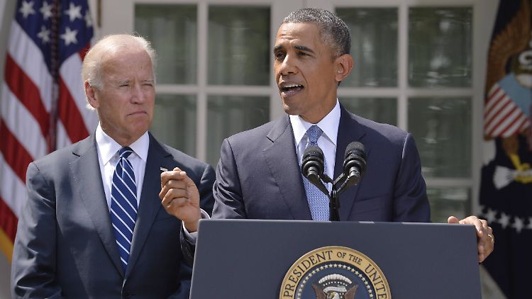 Obama und sein Vize Joe Biden (.) wollen die Republikaner von der Notwendigkeit eines Raketenangriffs auf Syrien überzeugen.