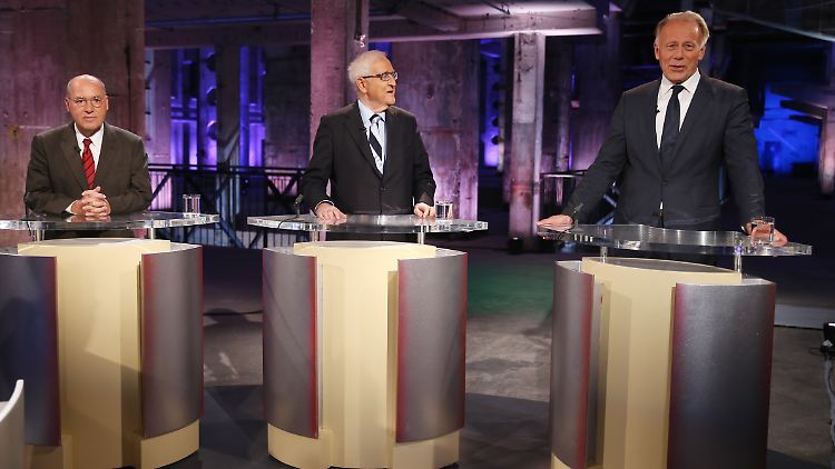 Gregor Gysi (Die Linke), Rainer Brüderle (FDP) und Jürgen Trittin (Bündnis 90/Die Grünen) lassen Fragen nicht unbeantwortet.