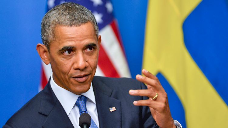 Barack Obama bei einem Besuch in Schweden. Der Präsident reist von dort nach St. Petersburg.