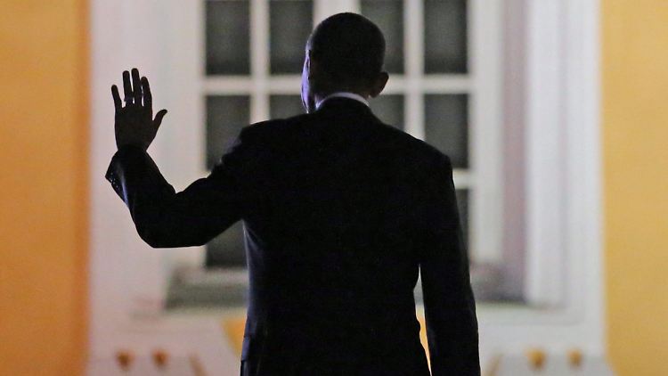 Obama nach dem Abendessen in Sankt Petersburg.