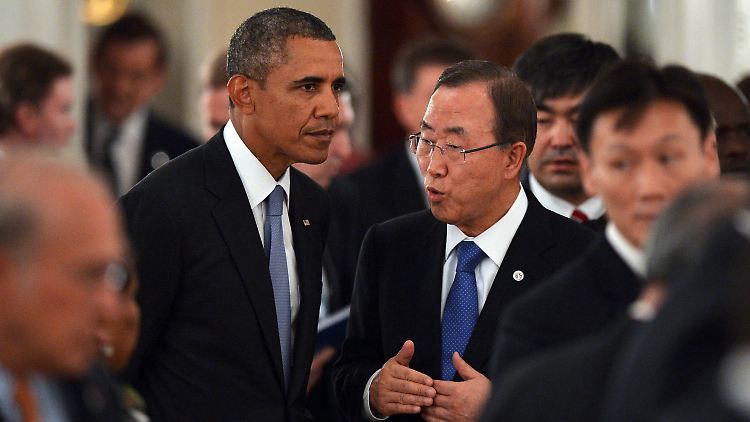 Sie ziehen nicht an einem Strang: Barack Obama und Ban Ki Moon.