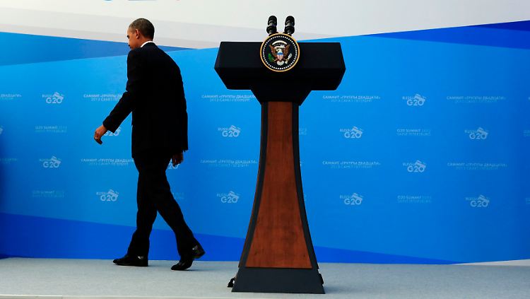 Barack Obama verlässt enttäuscht den G20-Gipfel.