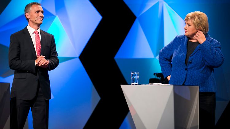Auch Stoltenberg und Solberg standen sich in einem TV-Duell gegenüber.