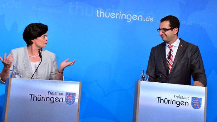 Ministerpräsidentin Christine Lieberknecht und ihr früherer Regierungssprecher Peter Zimmermann.