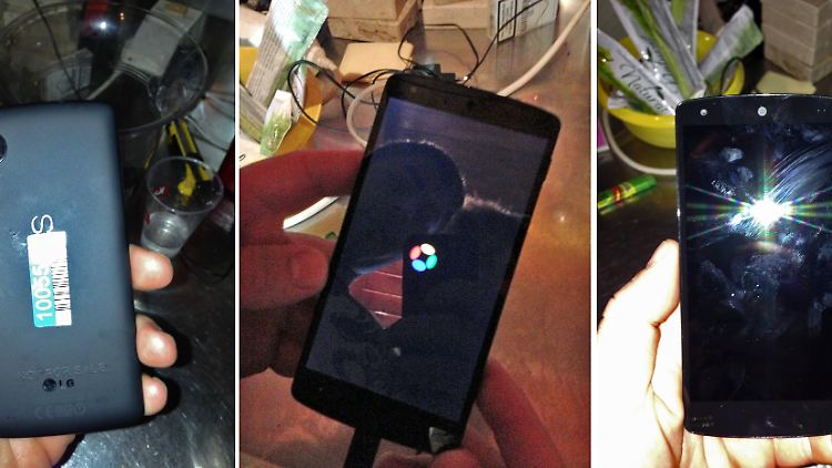 Wenn das mal keinen Ärger gibt: Der Barkeeper, der das Nexus 5 fotografiert hat, ist nach etwas Photoshop-Arbeit auf dem mittleren Bild gut zu erkennen.