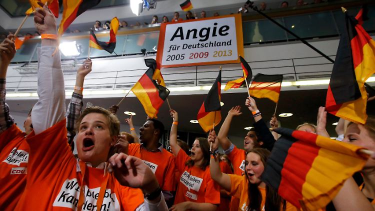 Die CDU-Anhänger sind aus dem Häuschen.
