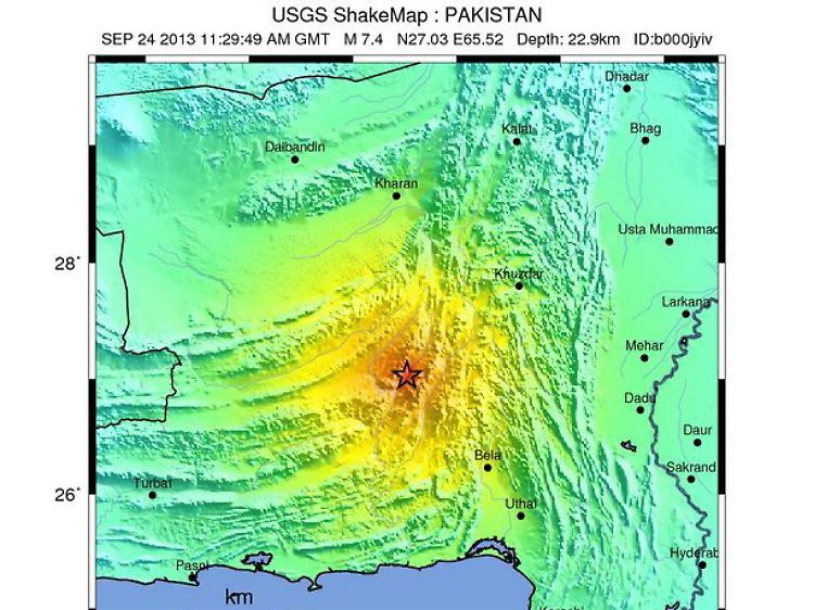 Eine Karte des amerikanischen Geoforschungszentrums USGS zeigt das Epizentrum des Bebens.
