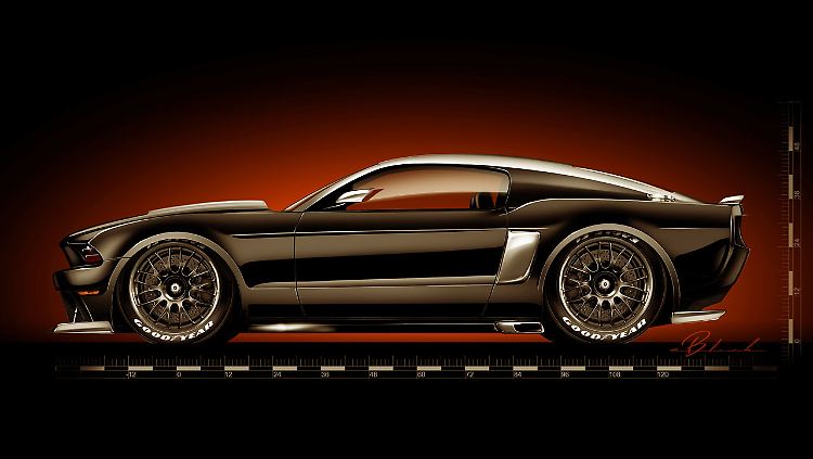Eine Zeichnung zeigt das von Hollywood Hot Rods neu erschaffenen Mustang GT Cabrio.
