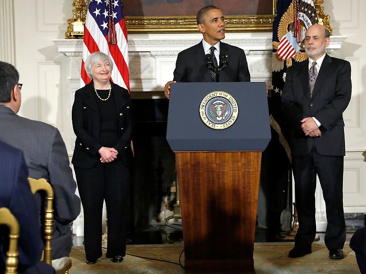 Führungswechsel in Obamas zweiter Amtszeit: Fed-Chef Ben Bernanke (r.) mit seiner designierten Nachfolgerin, Janet Yellen (l.).