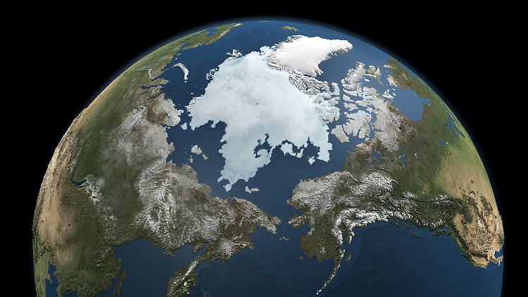 Die NASA-Illustration zeigt die Eisausdehnung in der Arktis.
