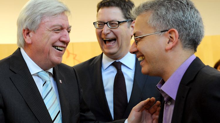 Hessisches Koalitionsgeklüngel: Bouffier, Schäfer-Gümbel und Al-Wazir.
