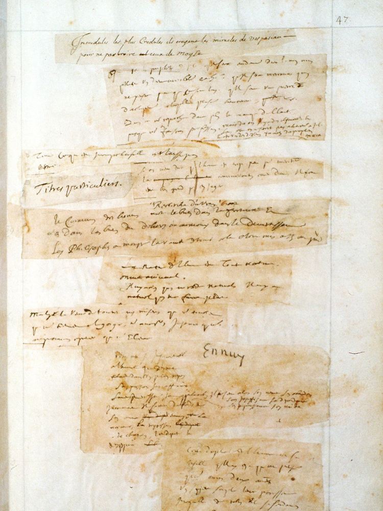 Der Papierzerfall zerstört historisch wichtige Schriften, wie hier die des französischen Schriftstellers Blaise Pascal.