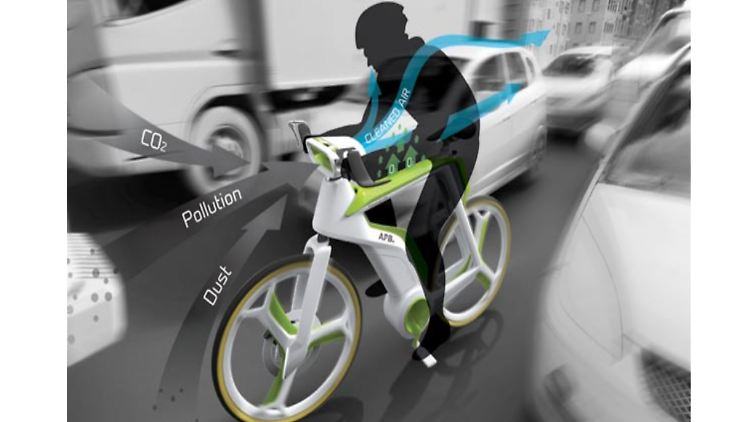 Strampeln und dabei die Umwelt aktiv aufwerten: Das E-Bike mit eingebautem Luftfilter soll es möglich machen.