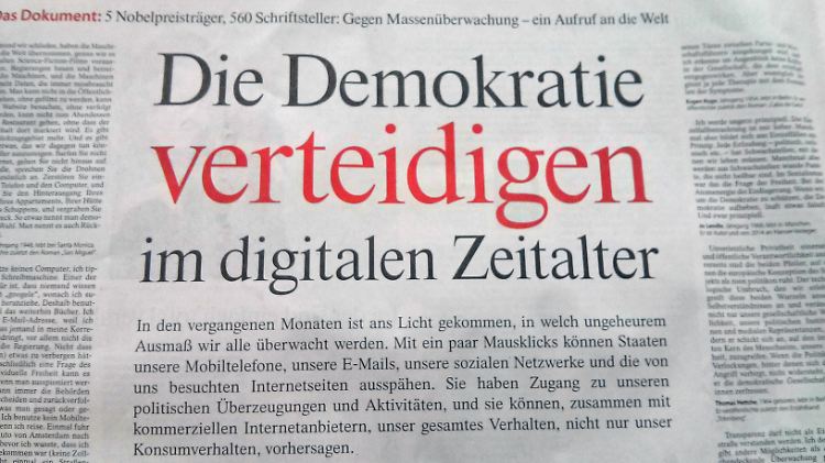 Der Aufruf ist in Deutschland in der Frankfurter Allgemeinen Zeitung veröffentlicht worden.