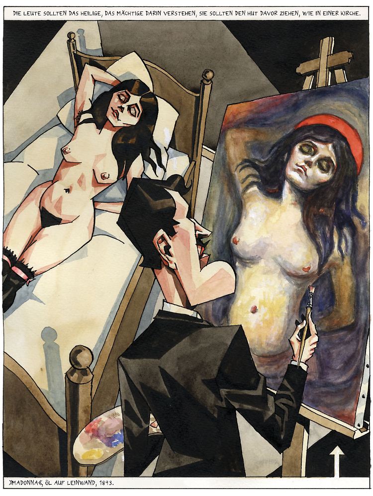 Munch malt seine "Madonna" - von dem Werk existieren verschiedene Versionen.