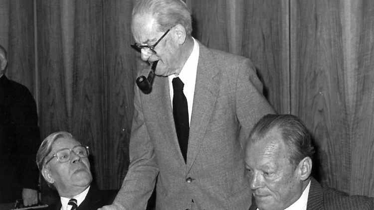 Drei Ikonen der SPD: Helmut Schmidt, Herbert Wehner, Willy Brandt (von links nach rechts)